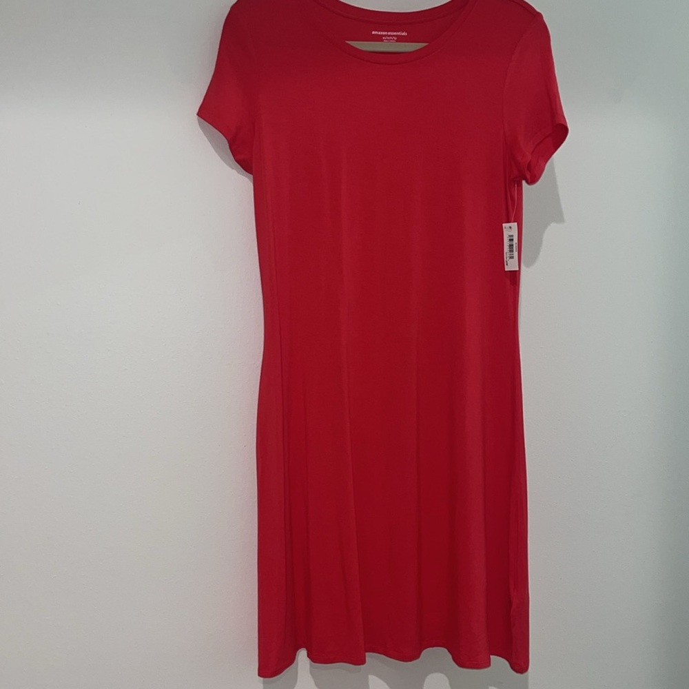 Coral shirt dress